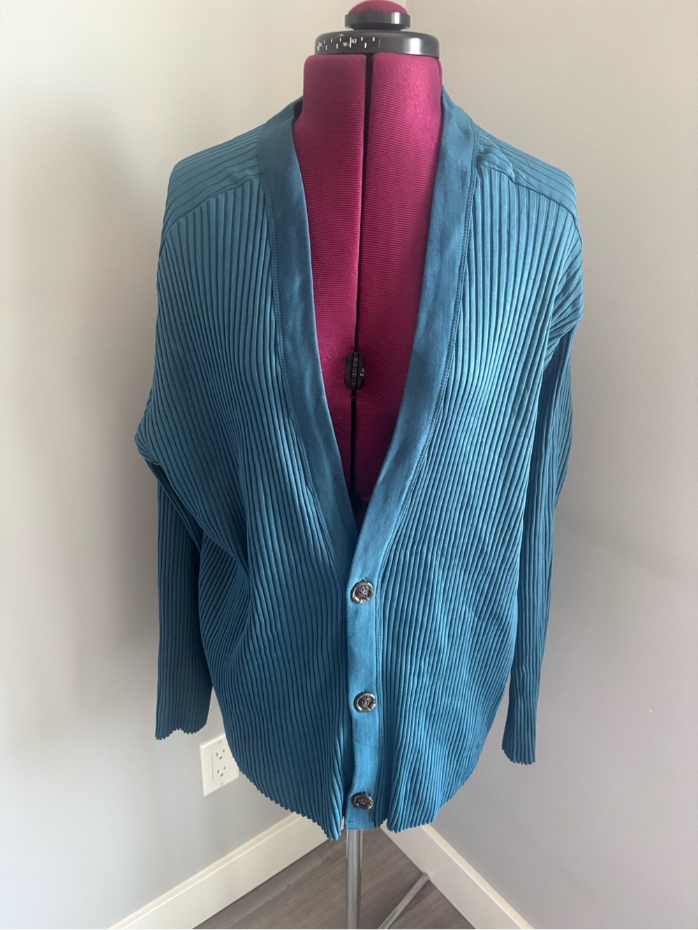 KOTN Teal Ribbed Button-Front Women's Cardigan